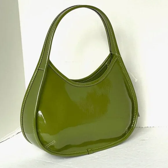 Coach Coachtopia Ergo Bag Olive Crinkle Patent Leather Shoulder CQ003 - Picture 3 of 11